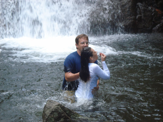 Soul Purpose Church baptism by waterfall